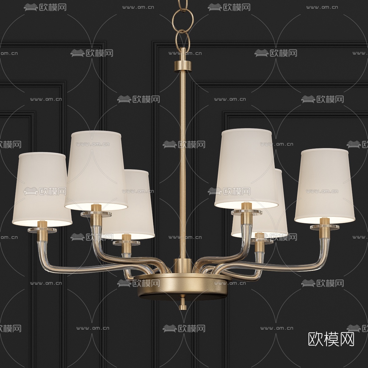 简欧金属多头吊灯3d模型下载