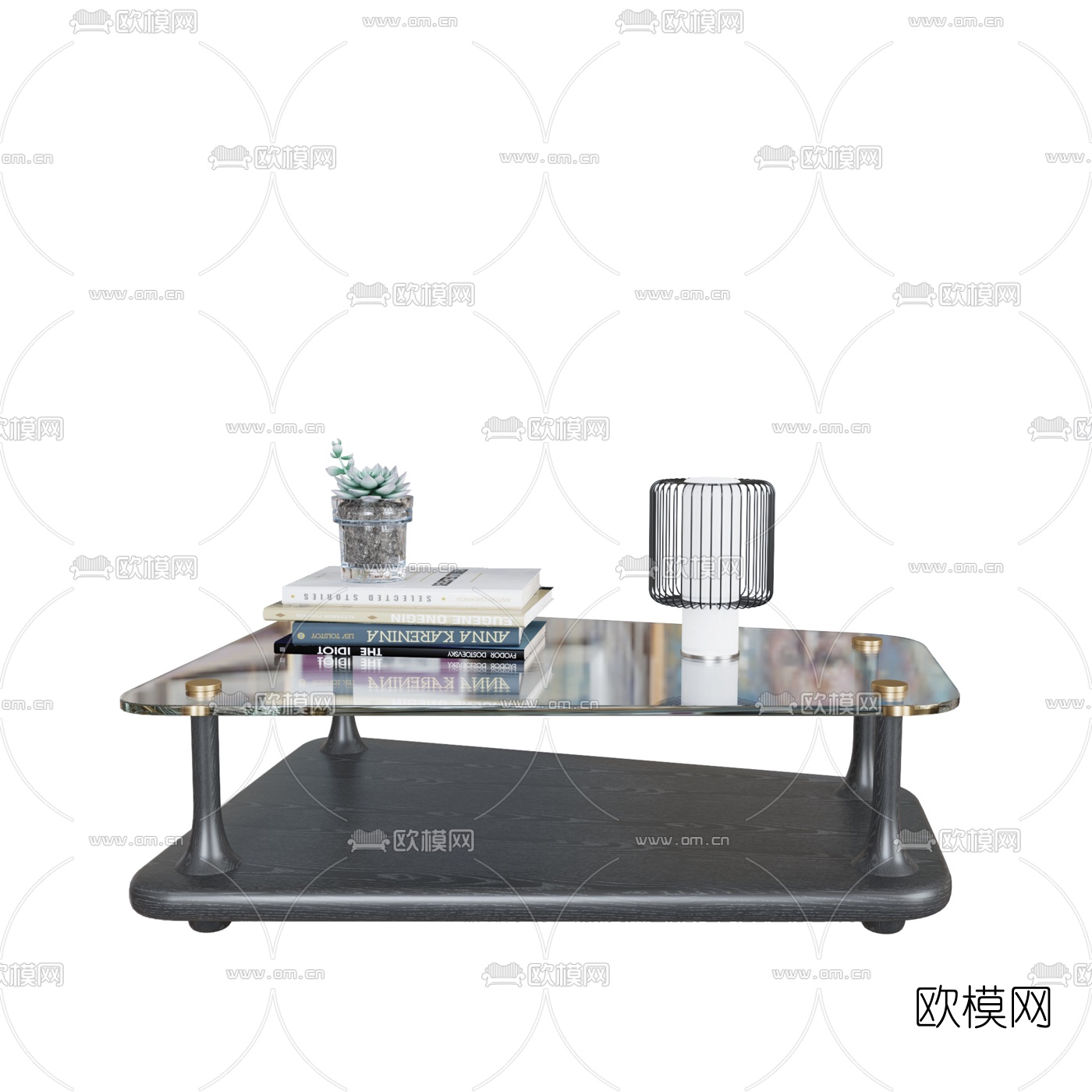 现代实木茶几组合3d模型