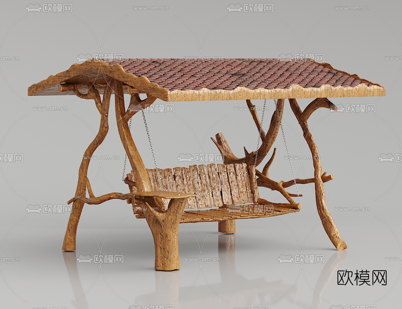 现代户外实木摇椅3d模型下载