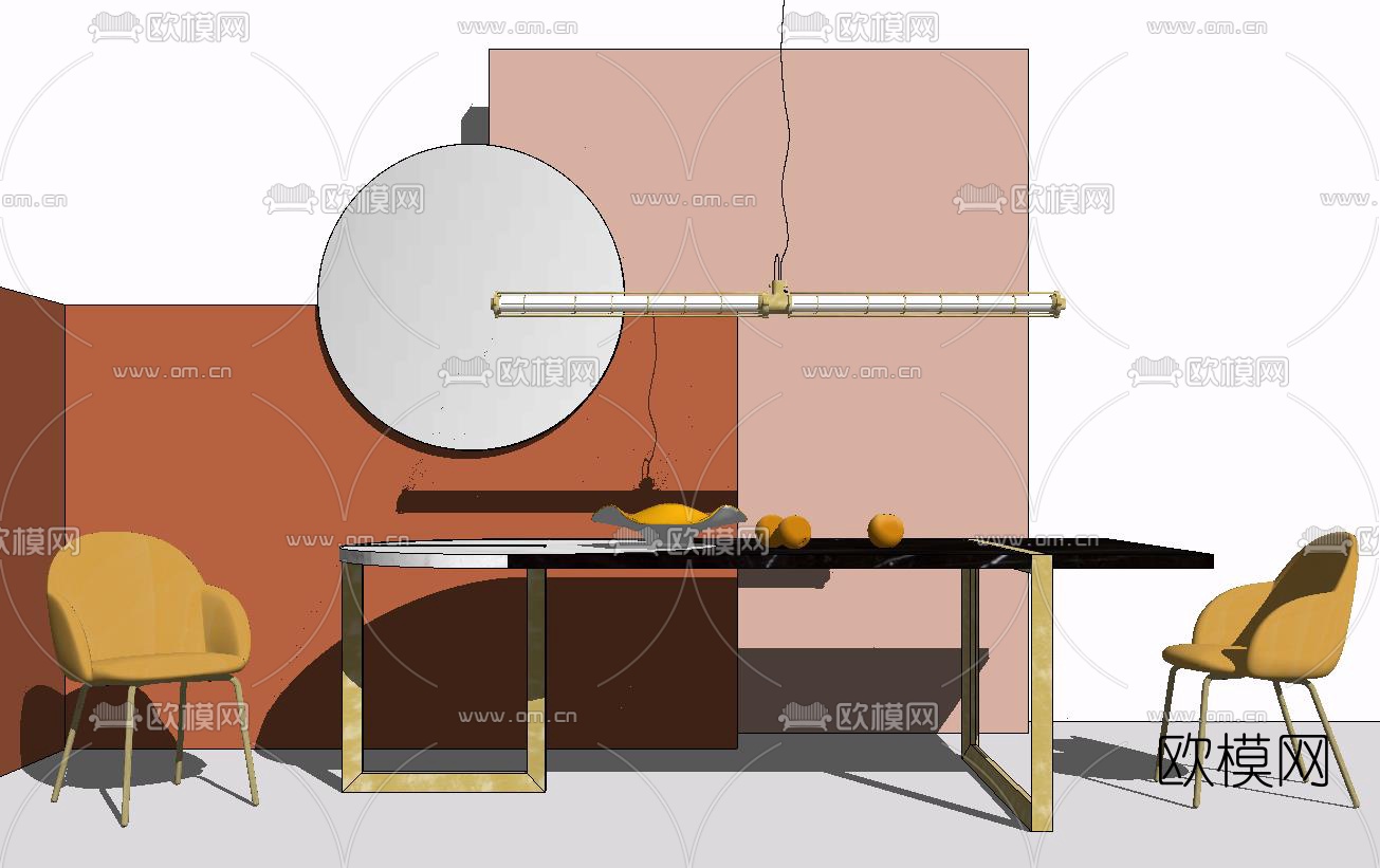 现代轻奢餐桌椅su模型下载