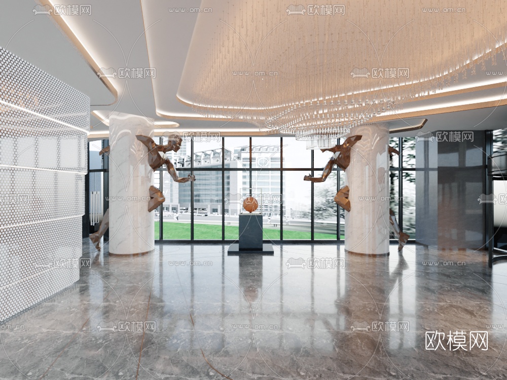 现代酒店大堂前厅免费3d模型