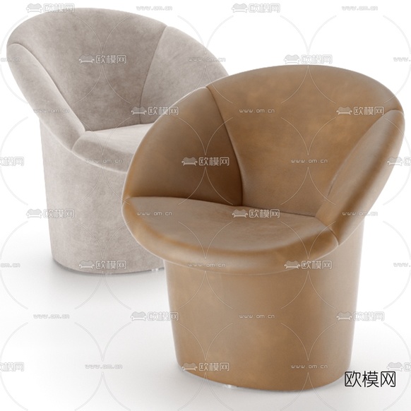 现代皮革休闲沙发免费3d模型下载(渲染图1)