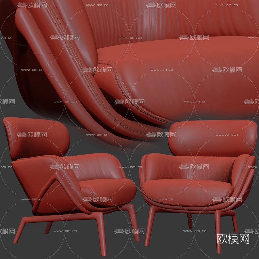 现代绒布休闲沙发3d模型
