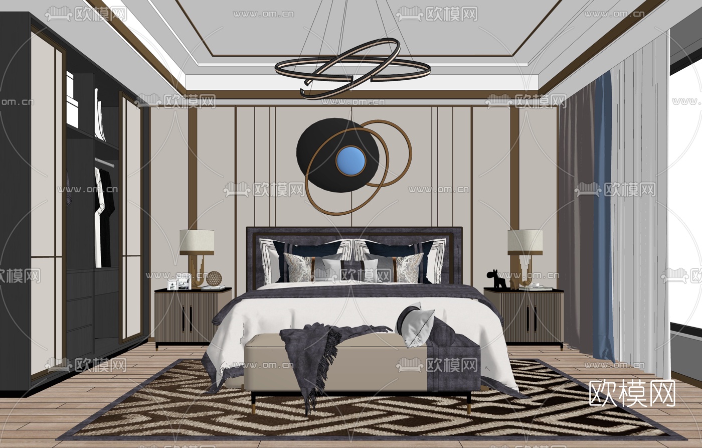 现代卧室主人房su模型