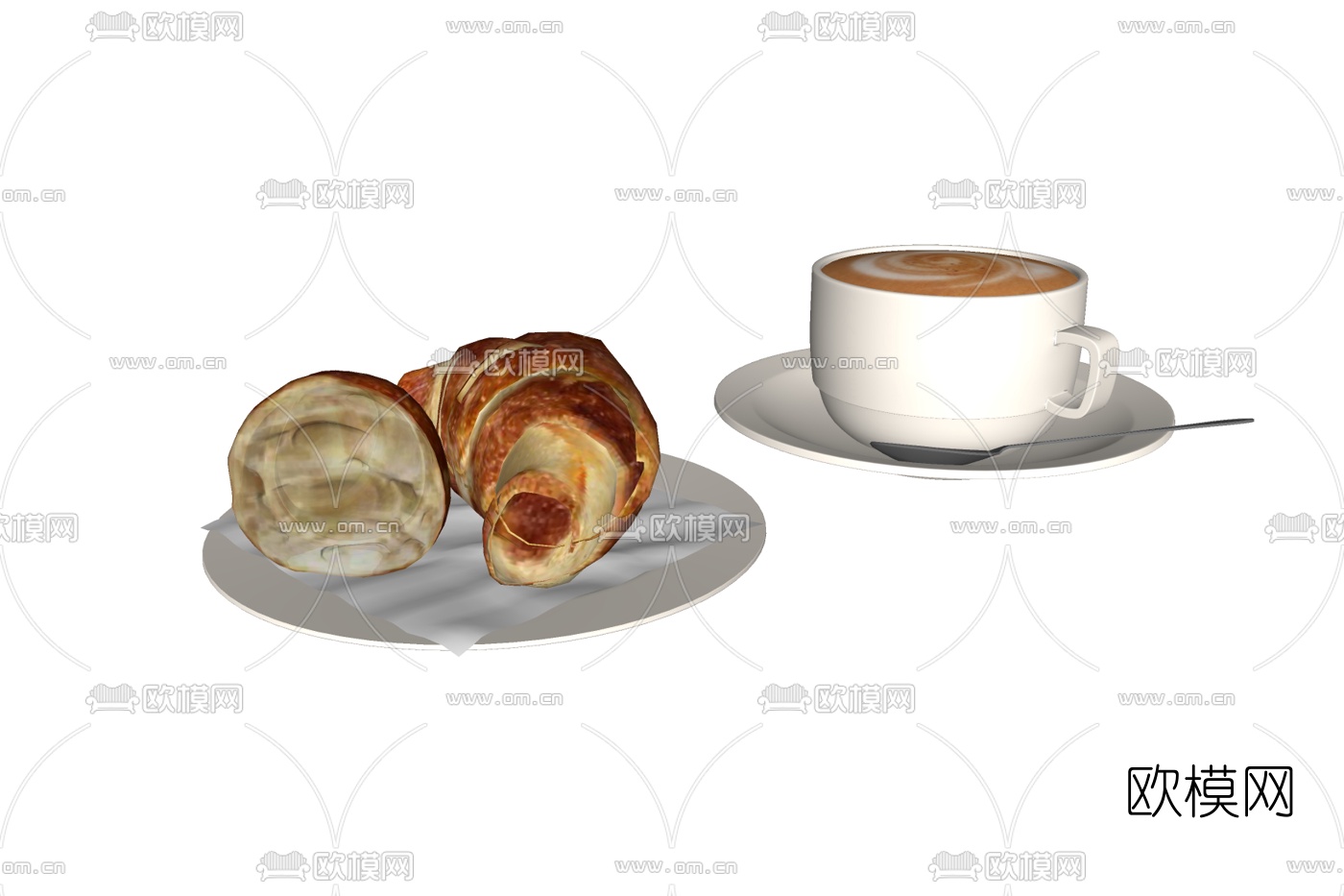 现代面包咖啡免费su模型下载
