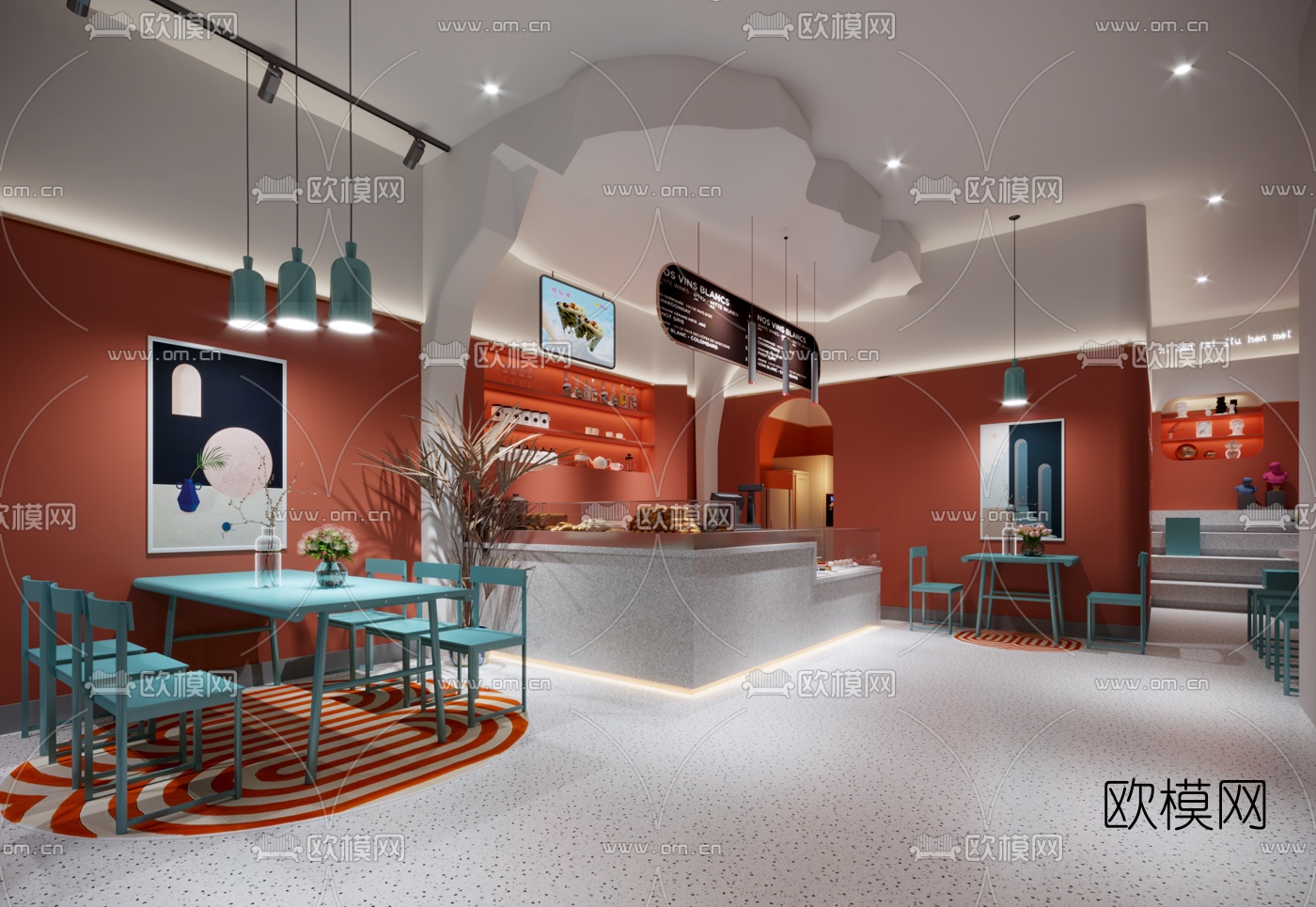 北欧奶茶店甜品店3d模型