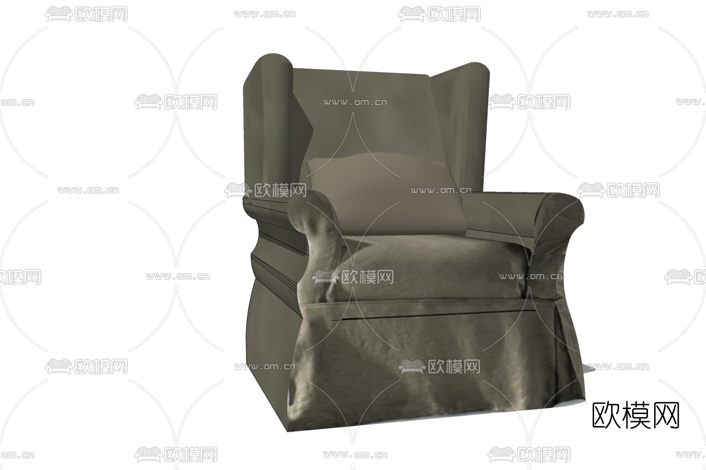 欧式布艺单人沙发免费su模型下载