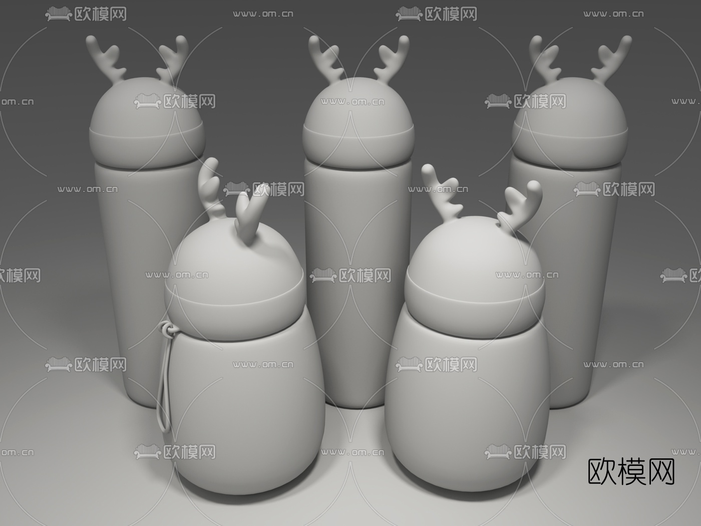 现代麋鹿不锈钢保温杯3d模型下载（渲染图3）
