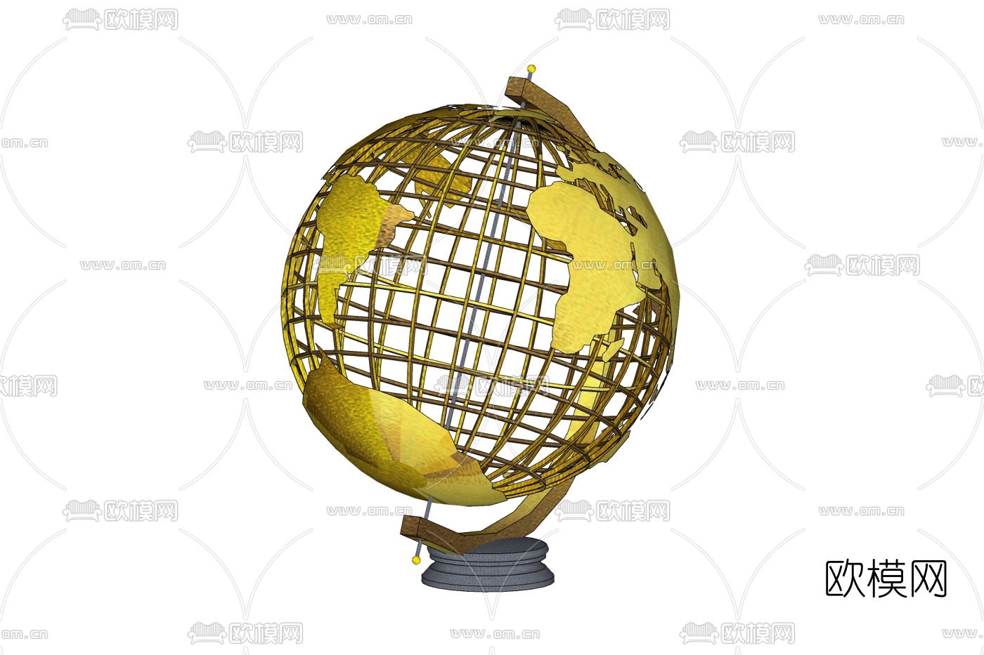 现代金属地球仪摆件免费su模型下载