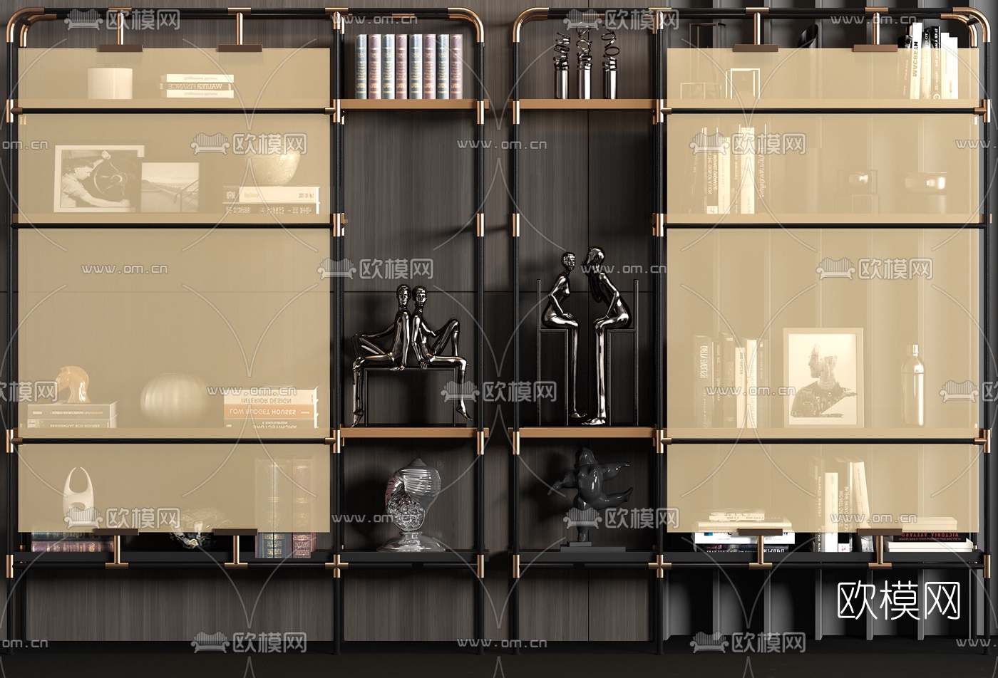 现代轻奢装饰架3d模型