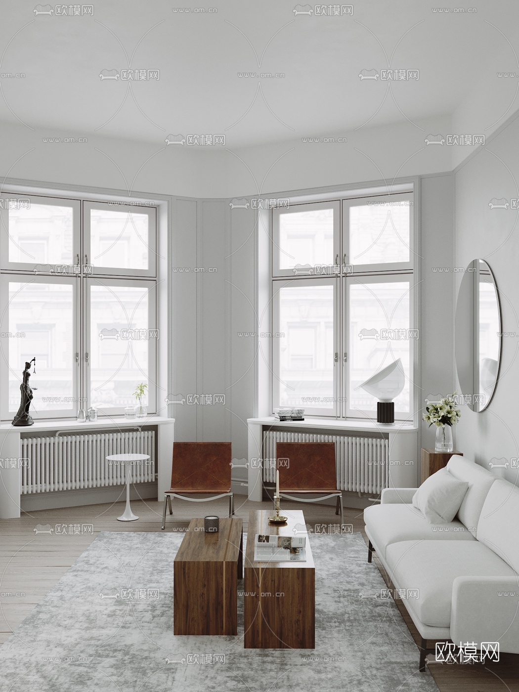 简欧客厅餐厅3d模型下载（渲染图1）