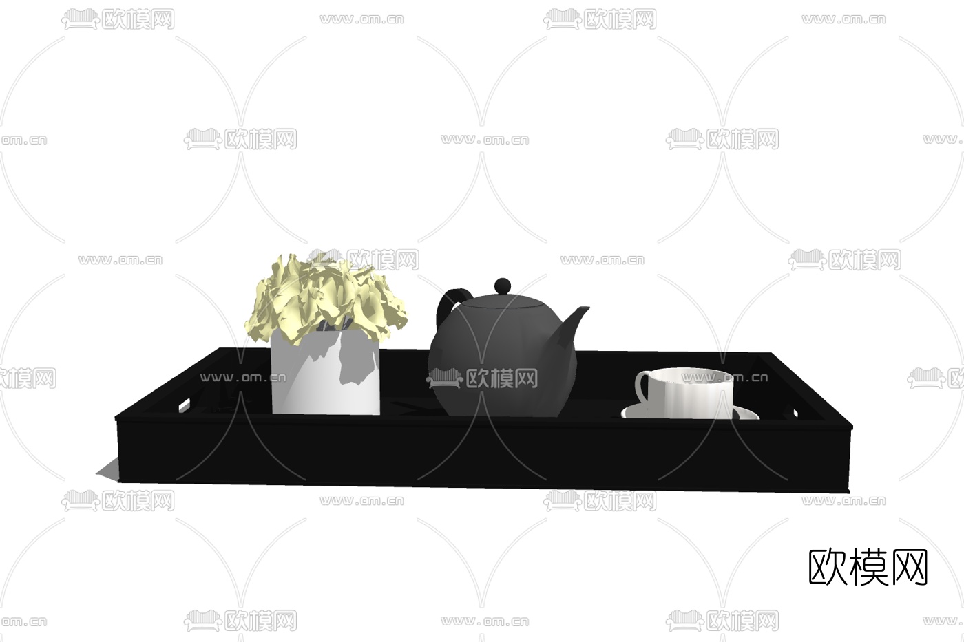 现代花卉茶壶摆件免费su模型下载