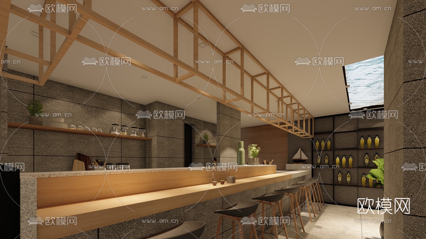 日式料理店su模型