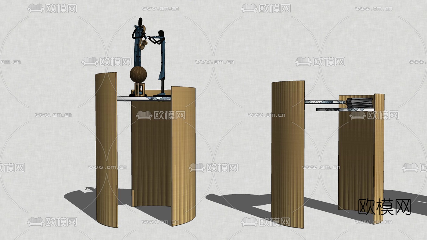 后现代金属圆几su模型下载（渲染图2）