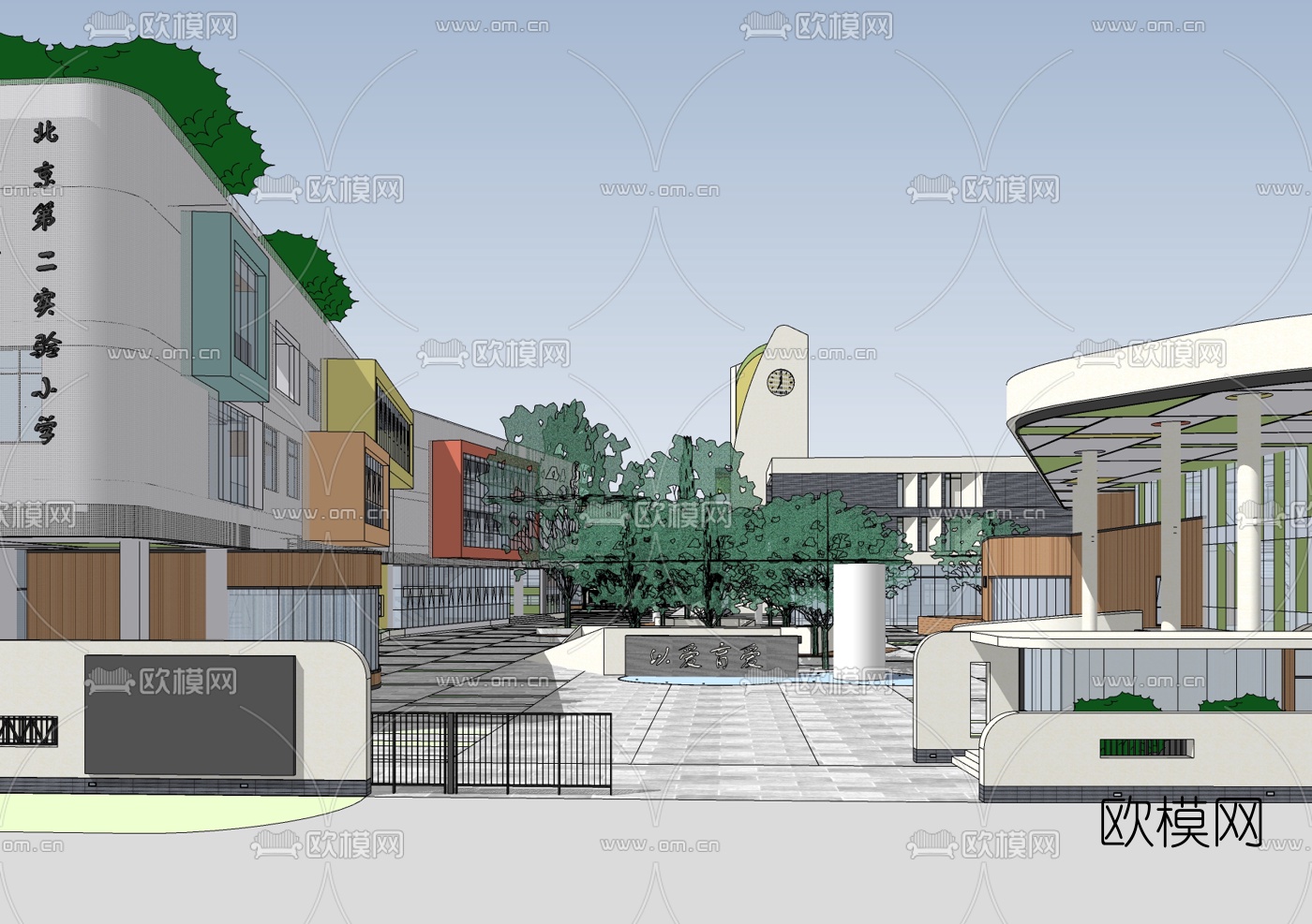 现代学校规划su模型下载（渲染图11）