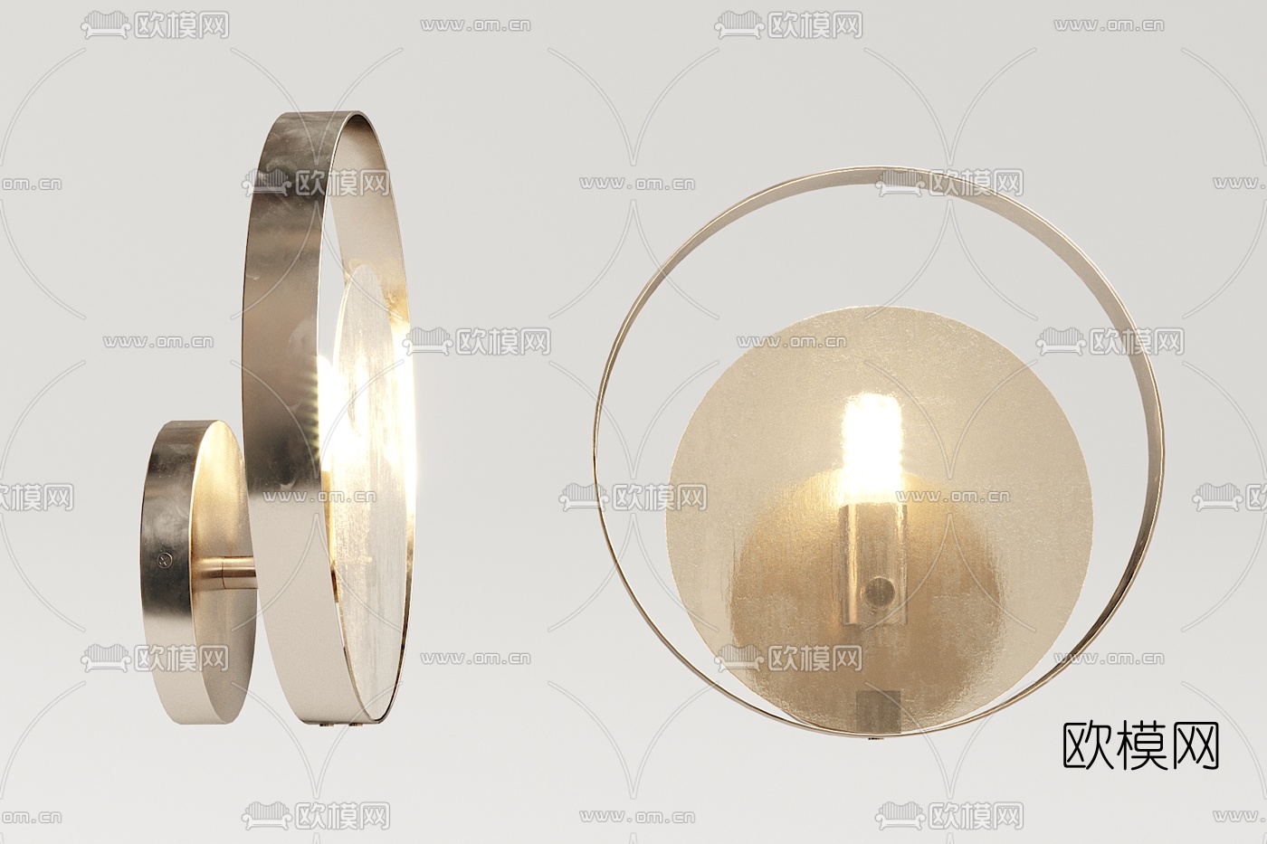 现代金属玻璃壁灯3d模型下载