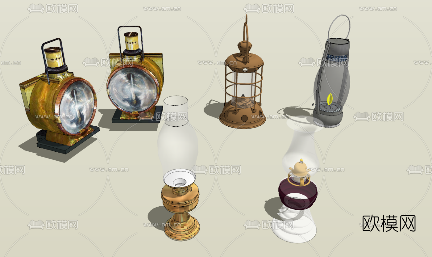 工业风马灯su模型下载（渲染图2）