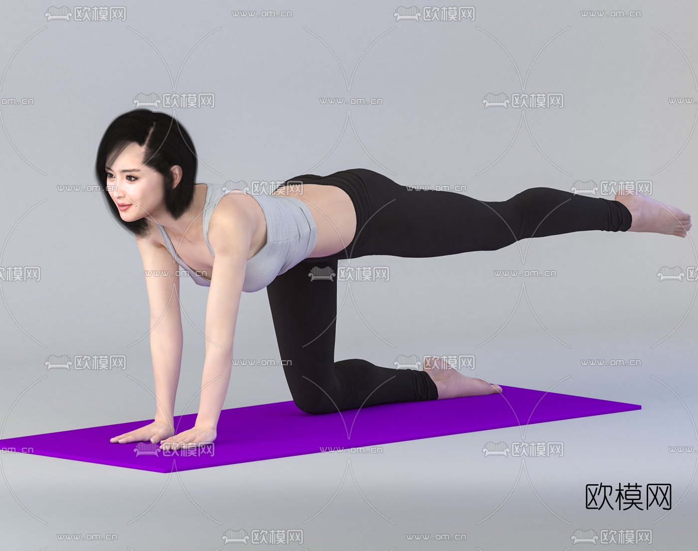 现代瑜伽女性人物3d模型