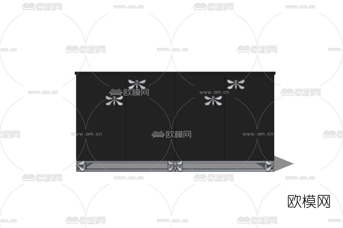 现代实木边柜免费su模型下载