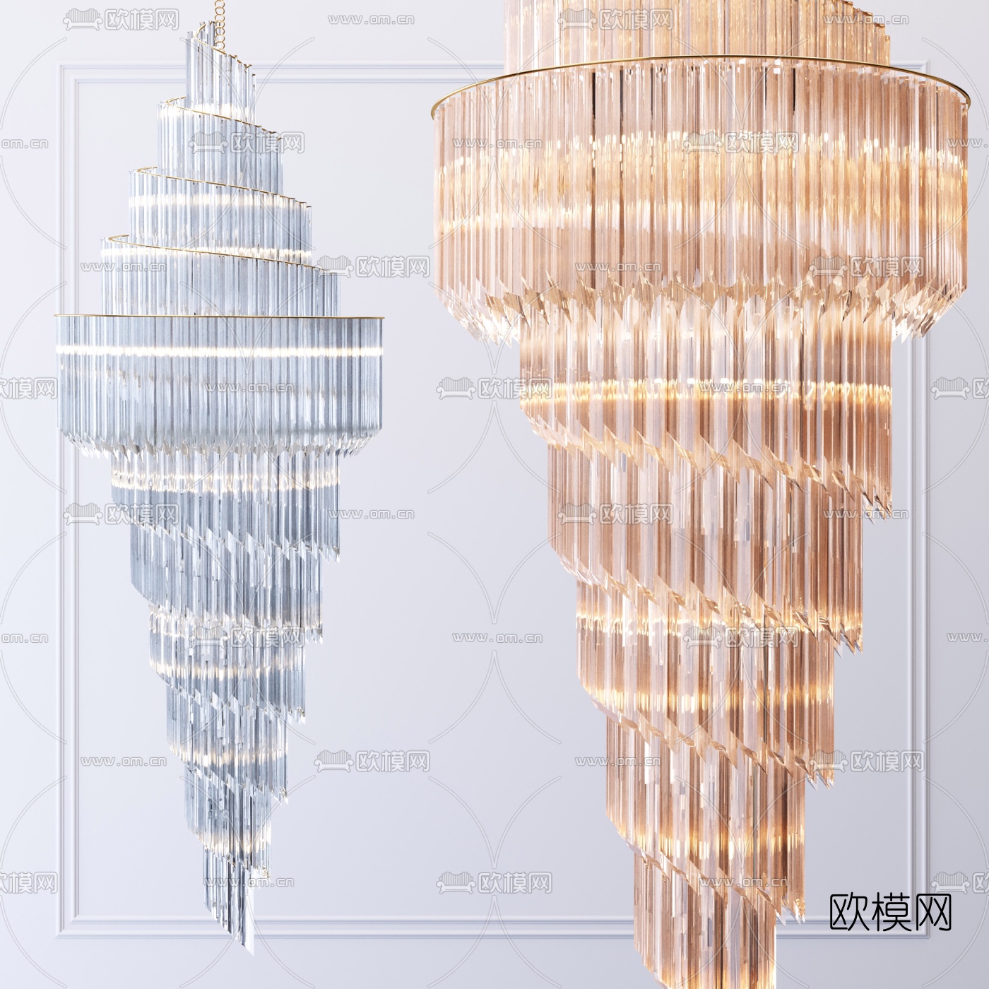 现代水晶旋转多层吊灯3d模型下载_ID10044803_3dmax免费模型-欧模网