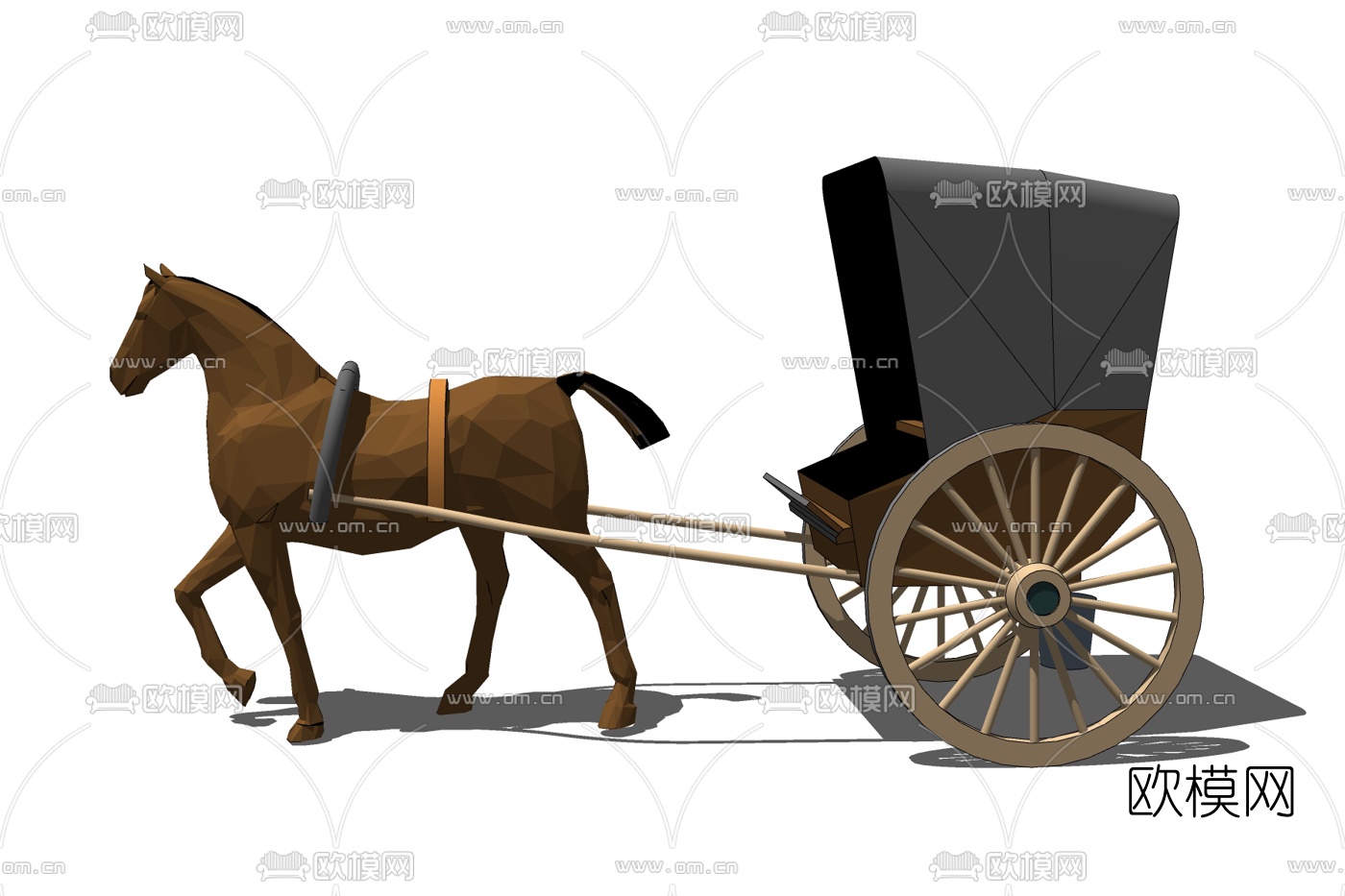 中式马车免费su模型下载