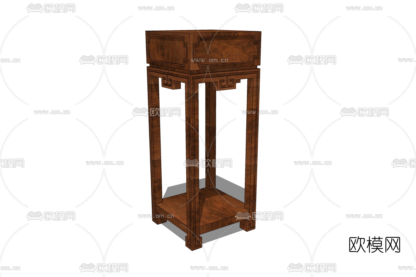 中式实木花架免费su模型下载