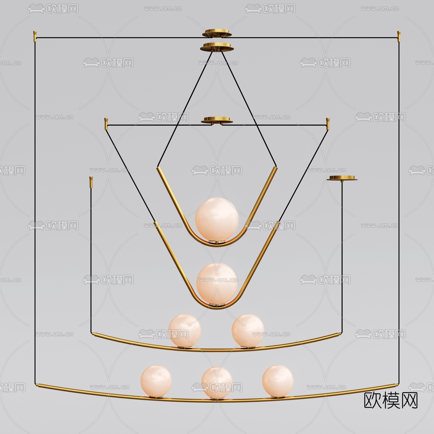 现代轻奢金属吊灯3d模型