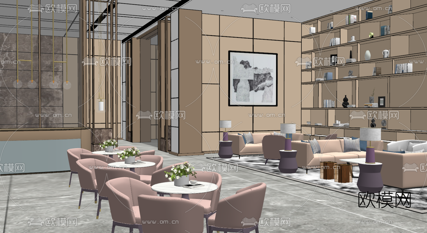 现代办公洽谈区su模型下载