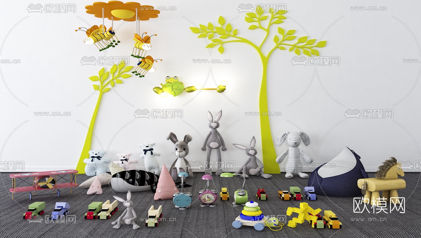 现代兔子蜜蜂汽车儿童玩具3d模型