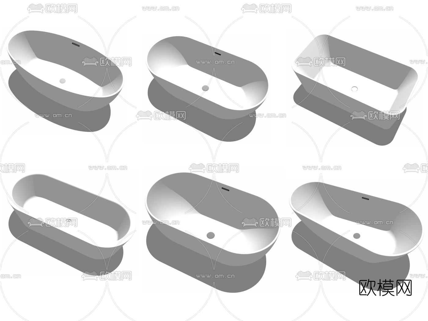 现代陶瓷浴缸su模型下载