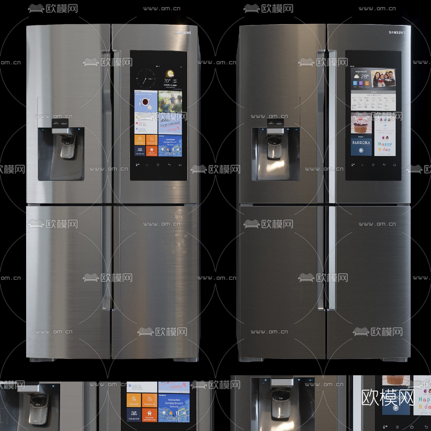 现代双开门冰箱3d模型下载