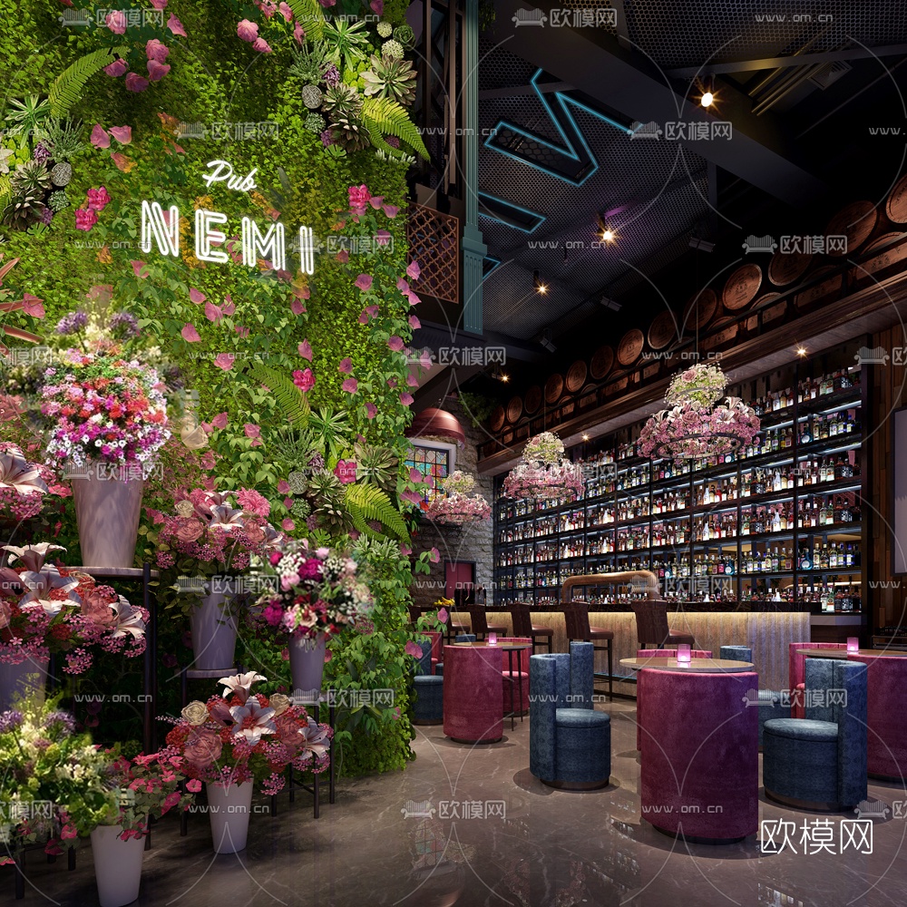 现代酒吧免费3d模型下载（渲染图3）