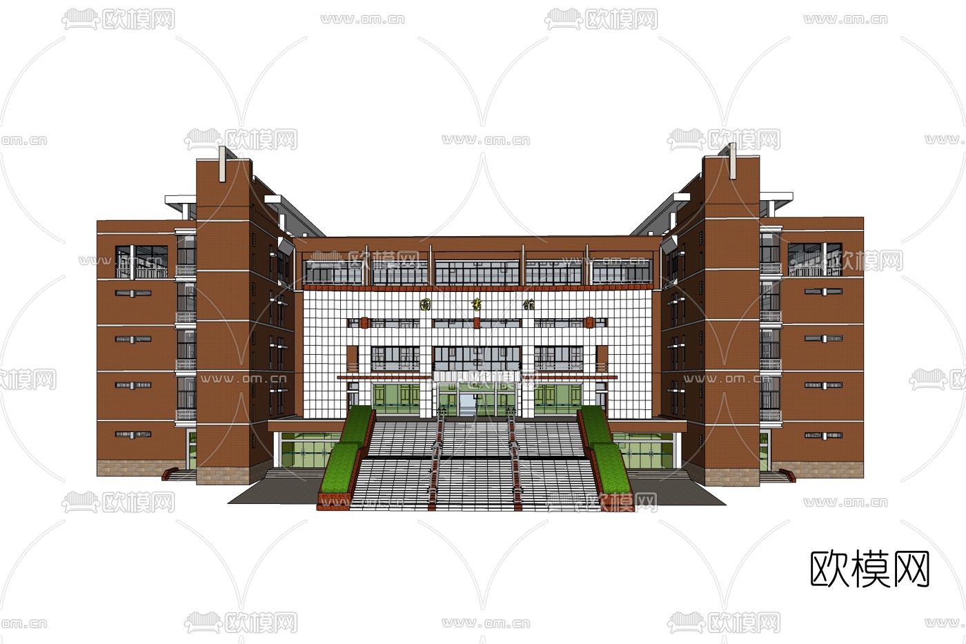 现代图书馆免费su模型下载