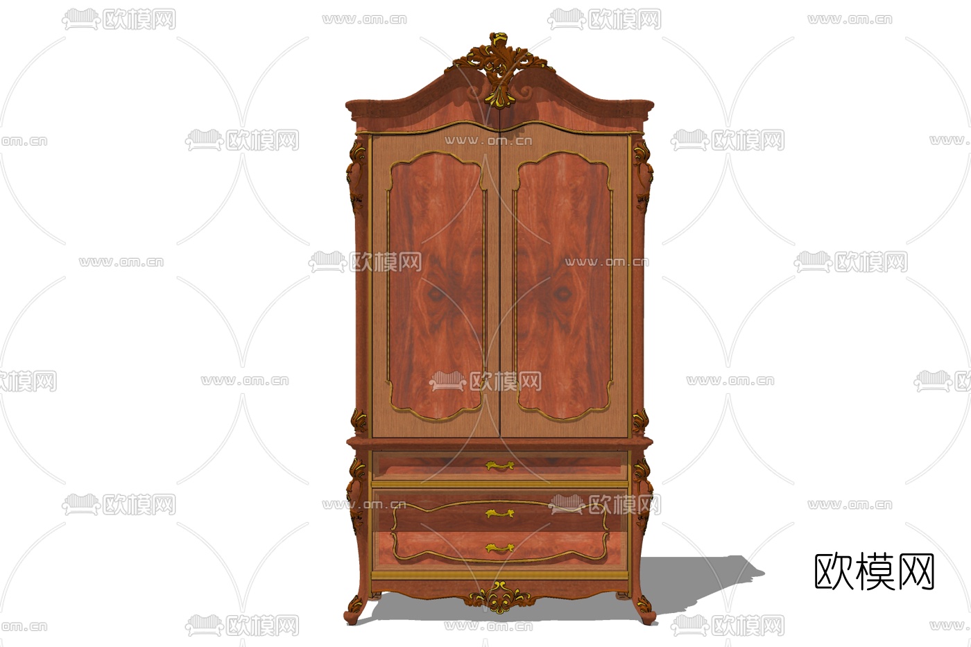 欧式实木衣柜免费su模型下载