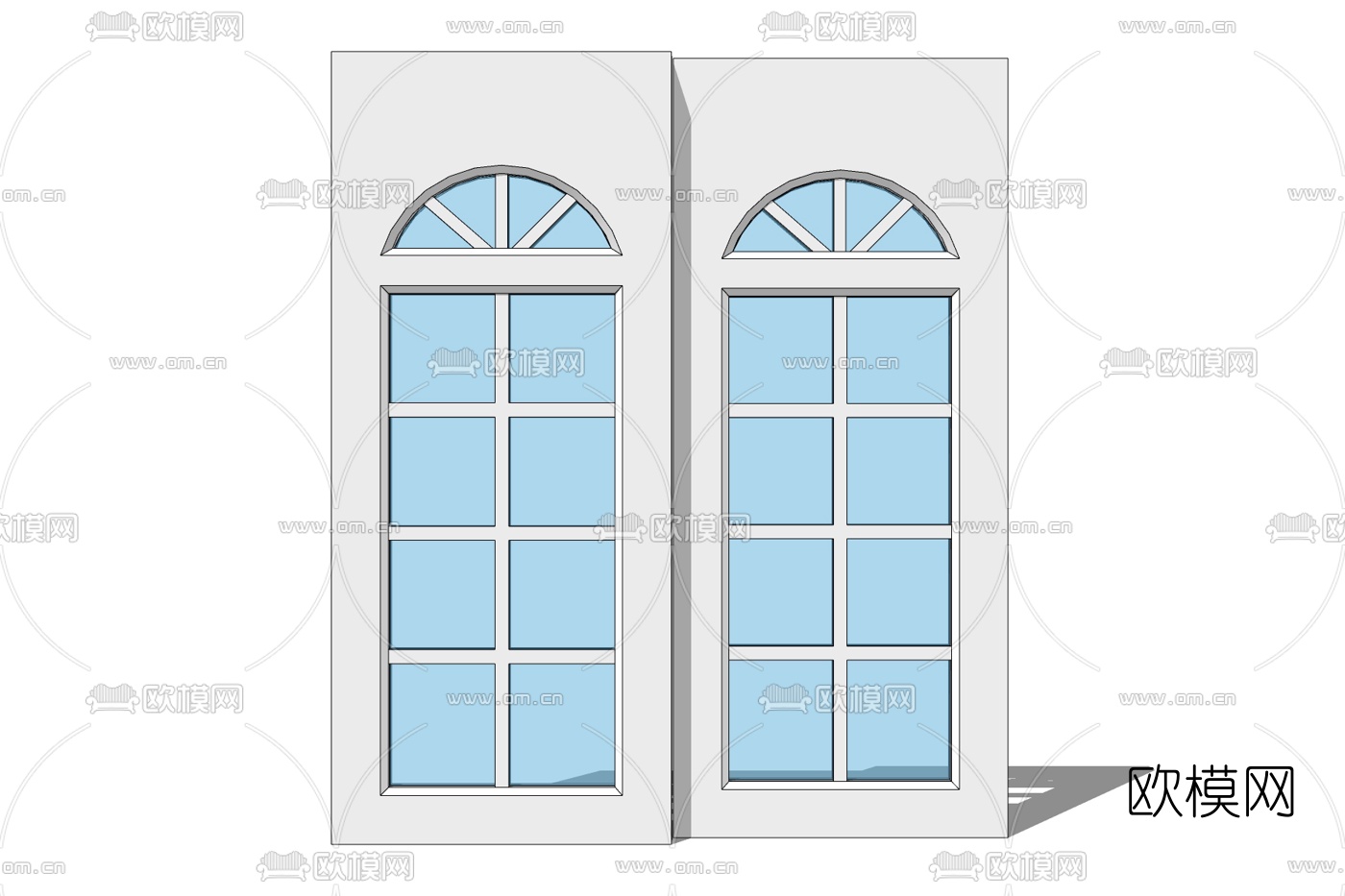 现代落地窗免费su模型下载