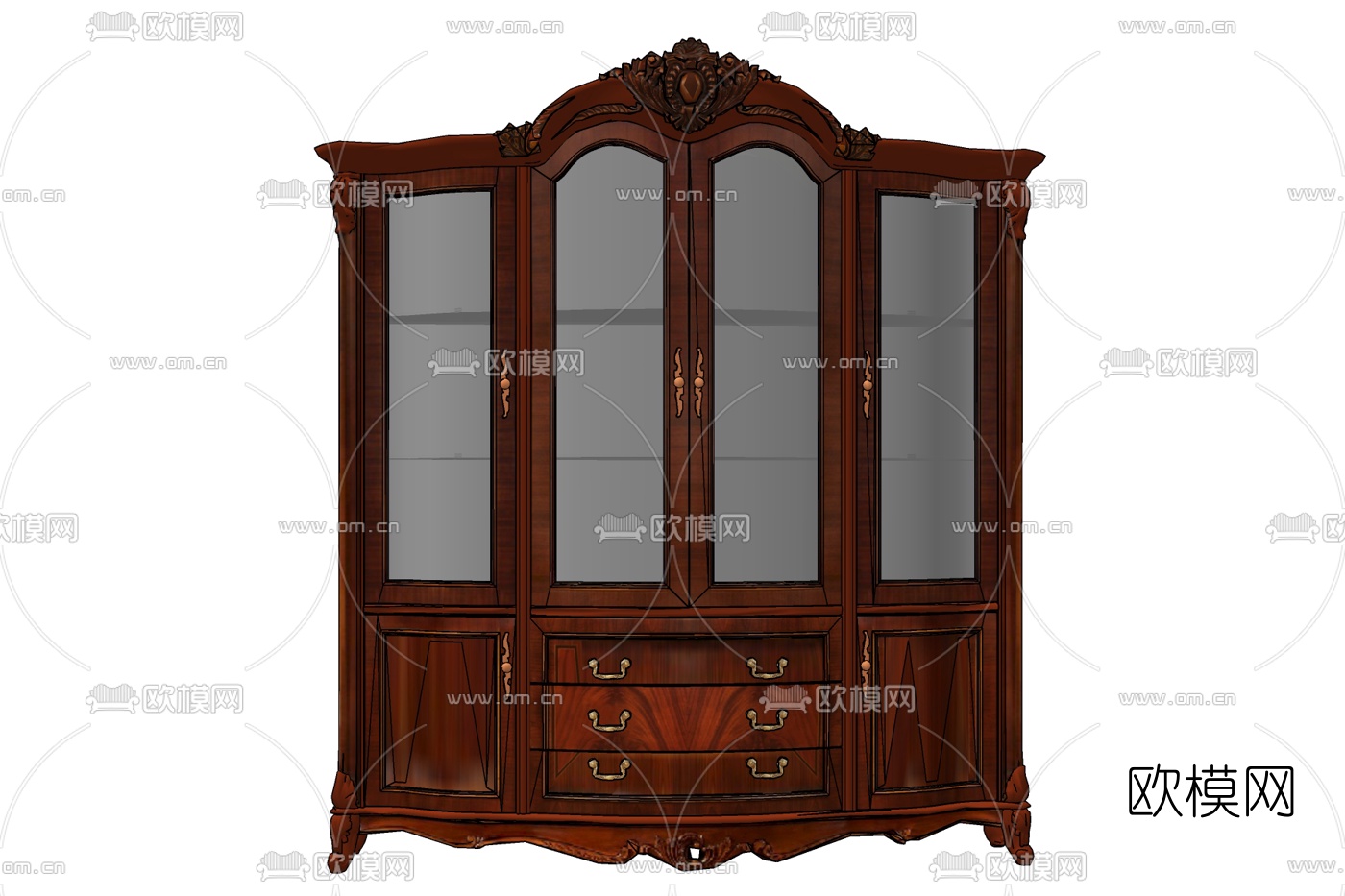 欧式实木衣柜免费su模型下载