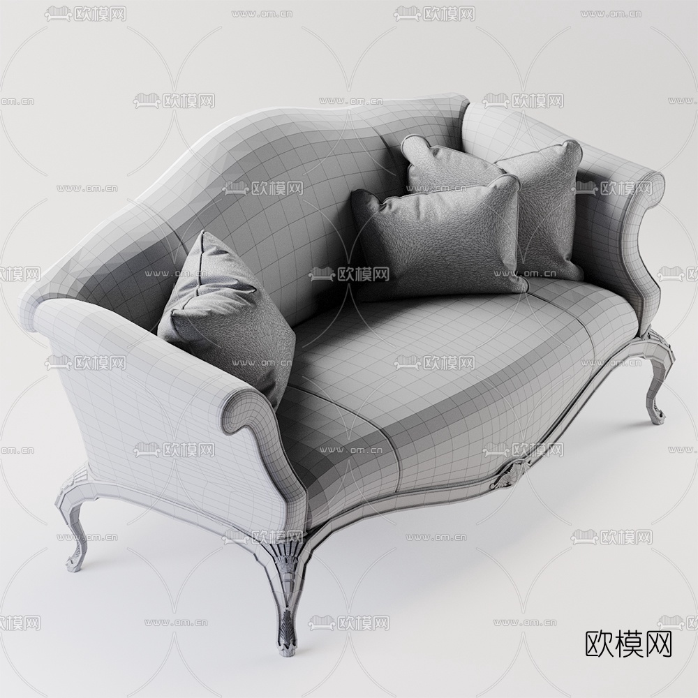 欧式布艺休闲沙发3d模型
