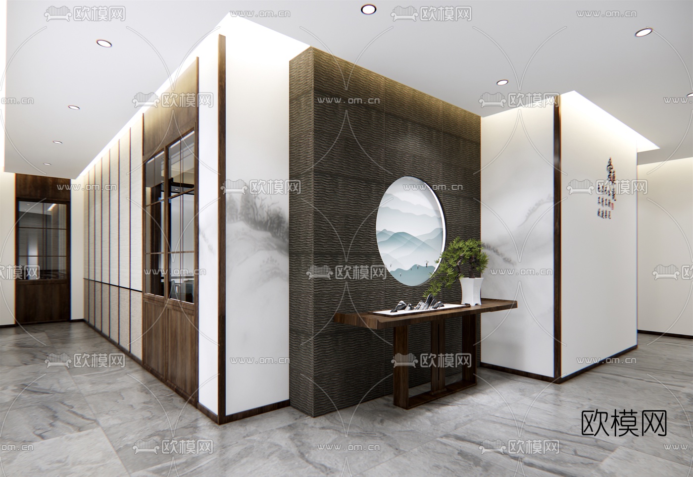 新中式餐厅包间su模型