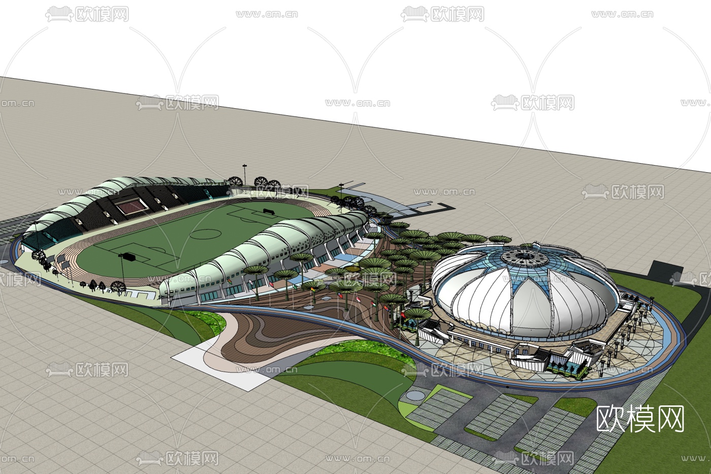 现代体育馆免费su模型下载