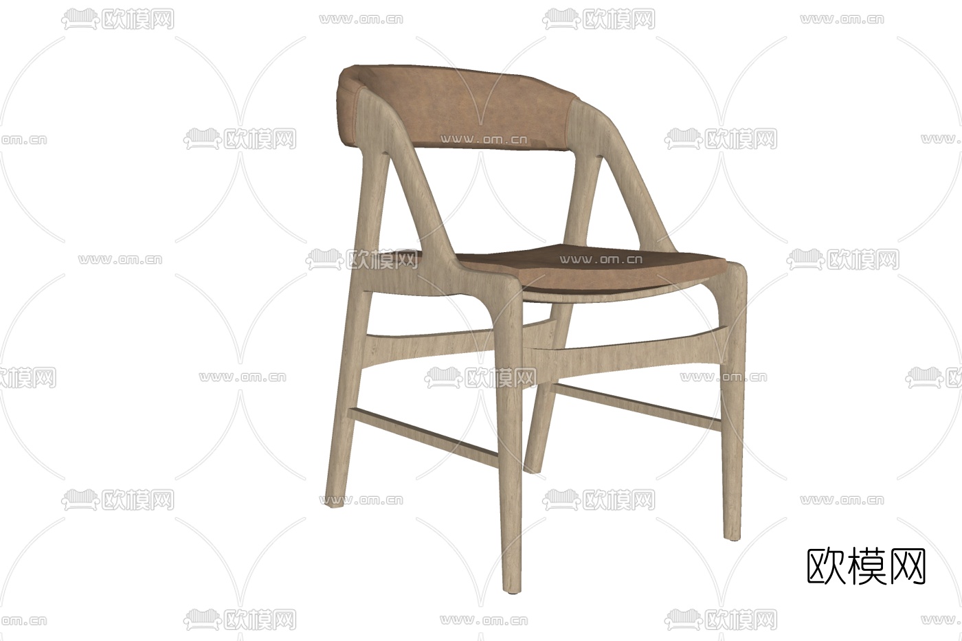 北欧原木单椅免费su模型下载
