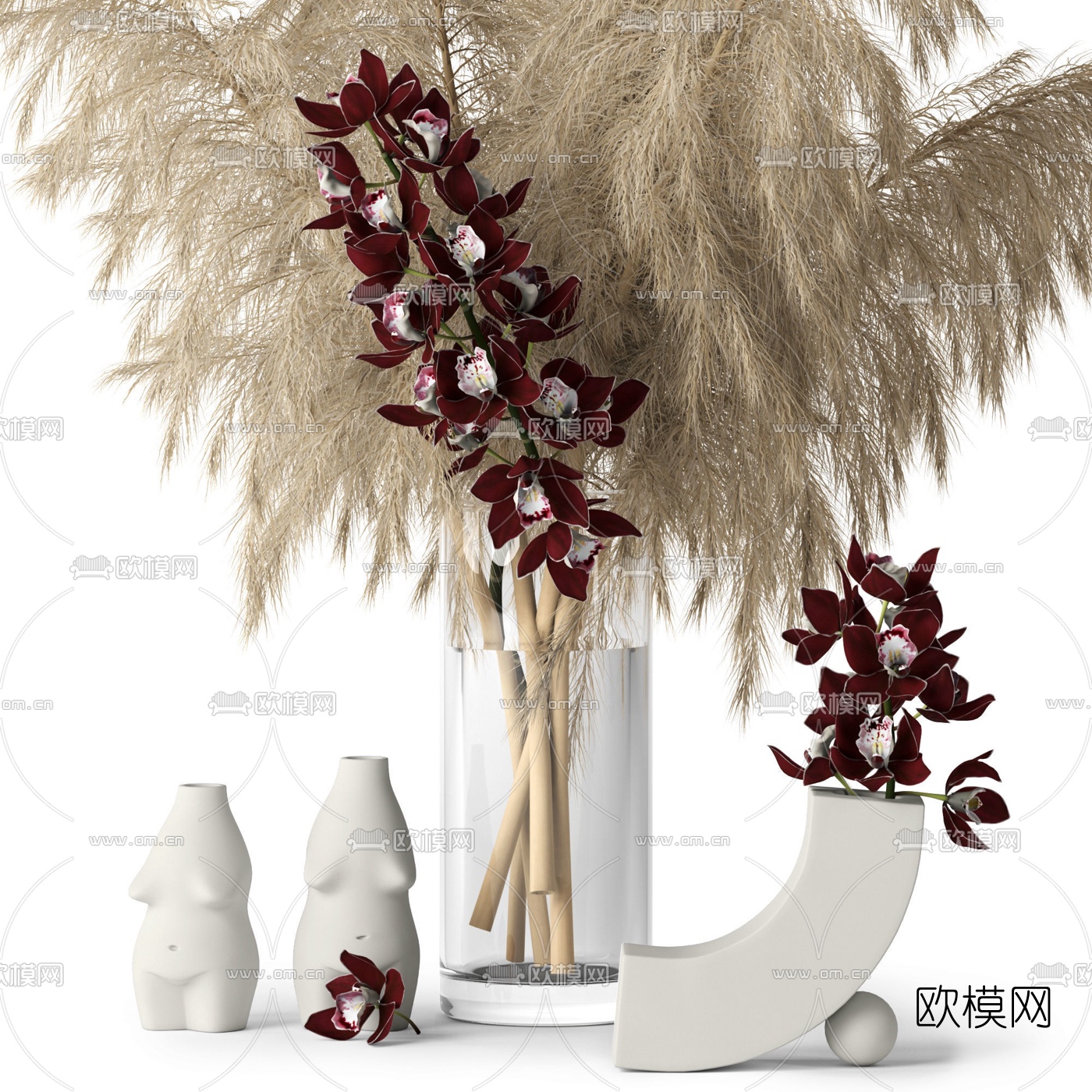 现代花瓶花卉3d模型