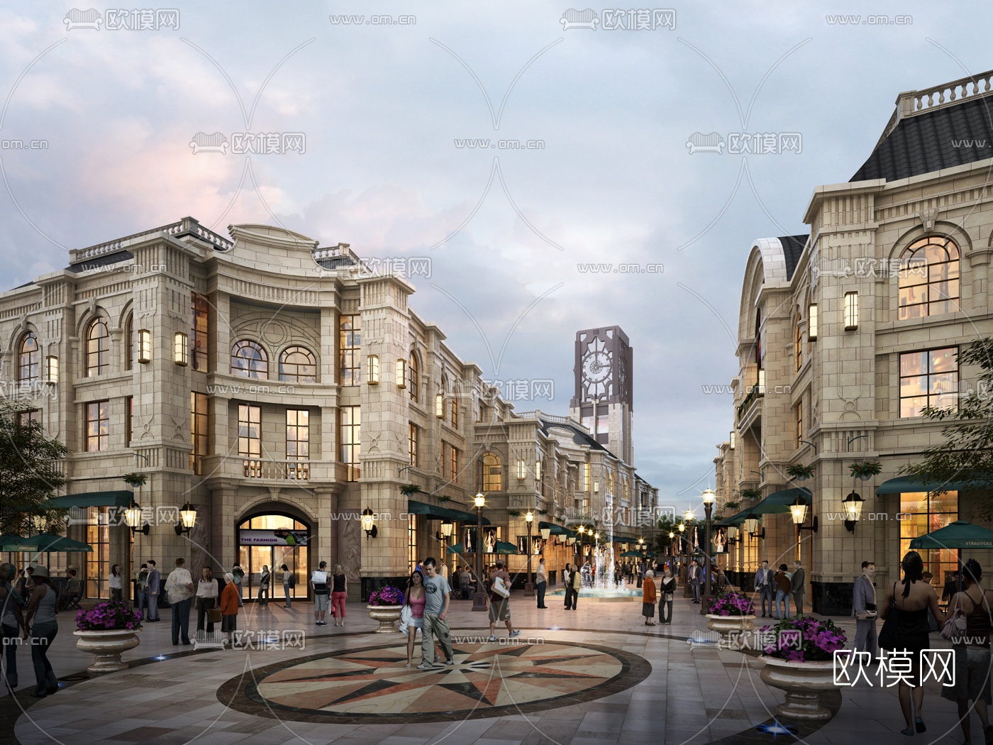 欧式古典商业街3d模型下载