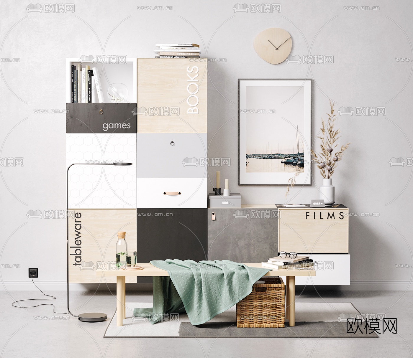 宜家 北欧装饰壁柜3d模型下载