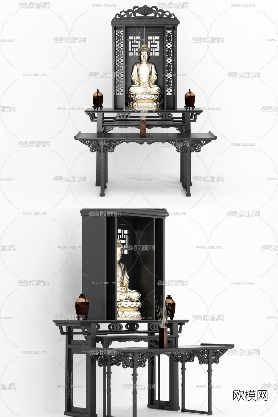 中式佛台条案佛堂用品3d模型