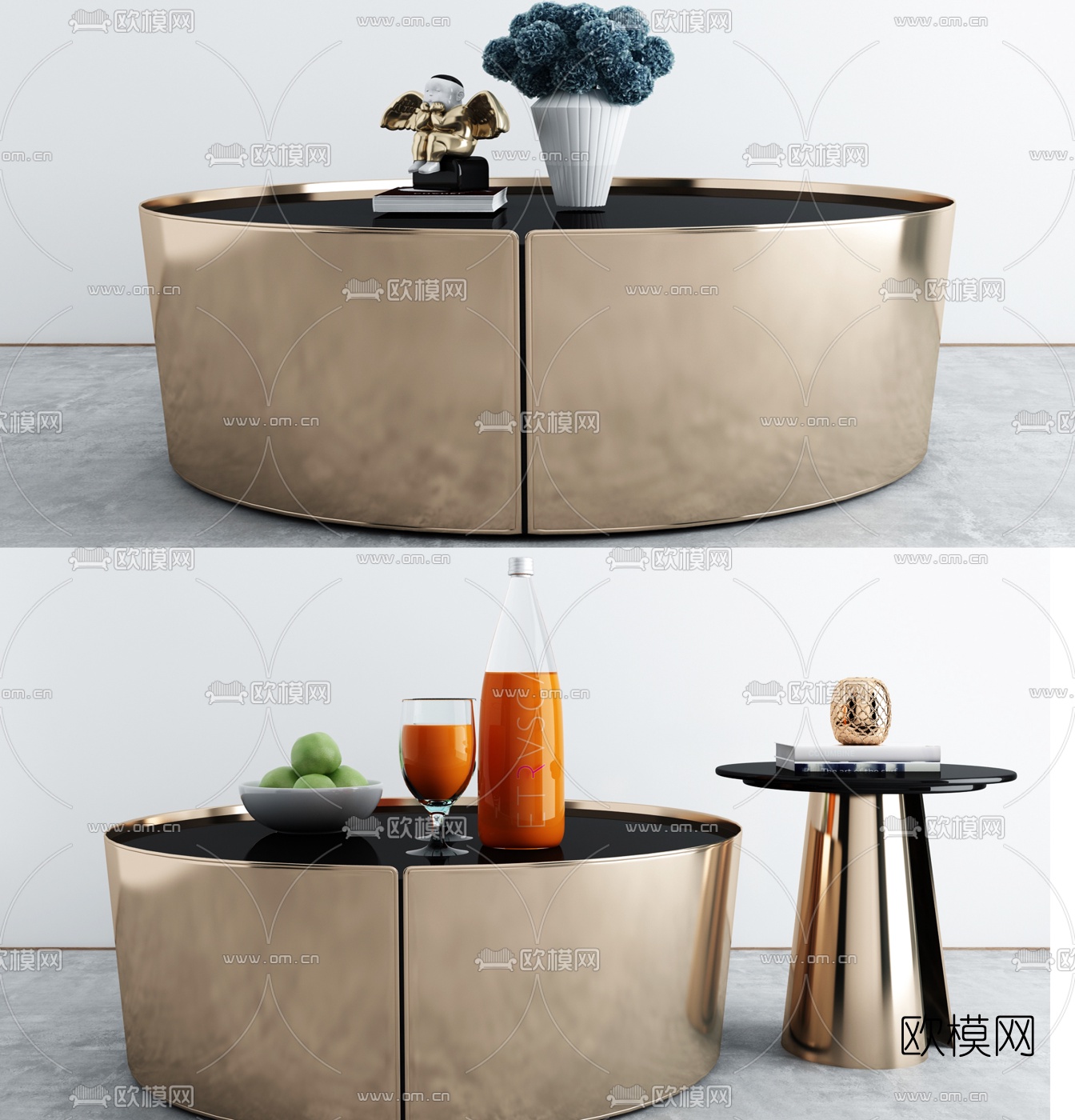 后现代金属茶几3D模型下载