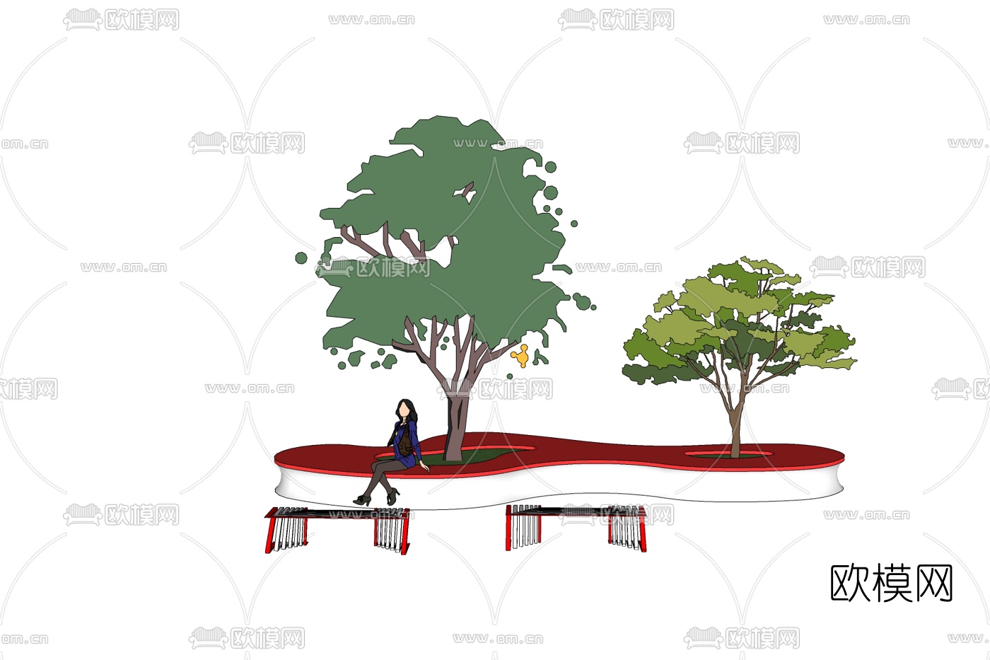 现代树池免费su模型下载