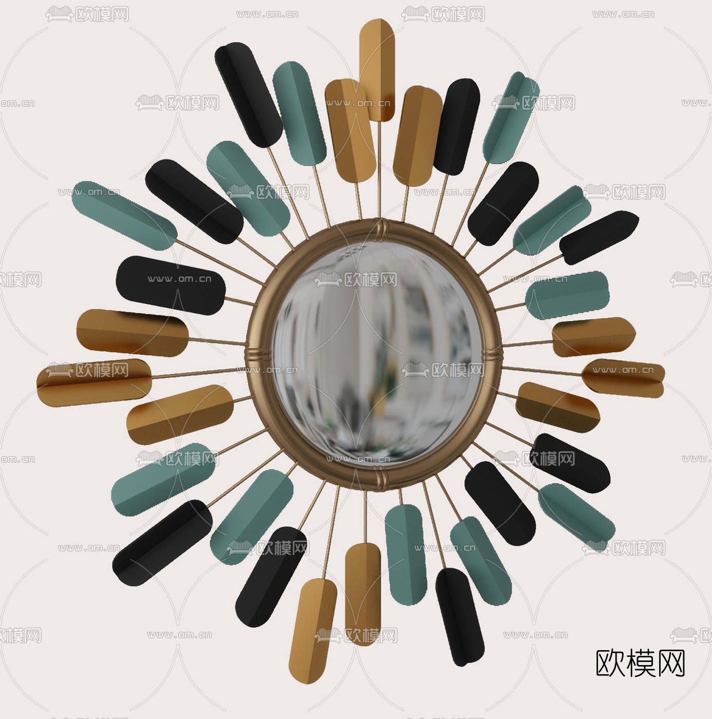 现代金属圆形时钟组合3d模型下载（渲染图3）