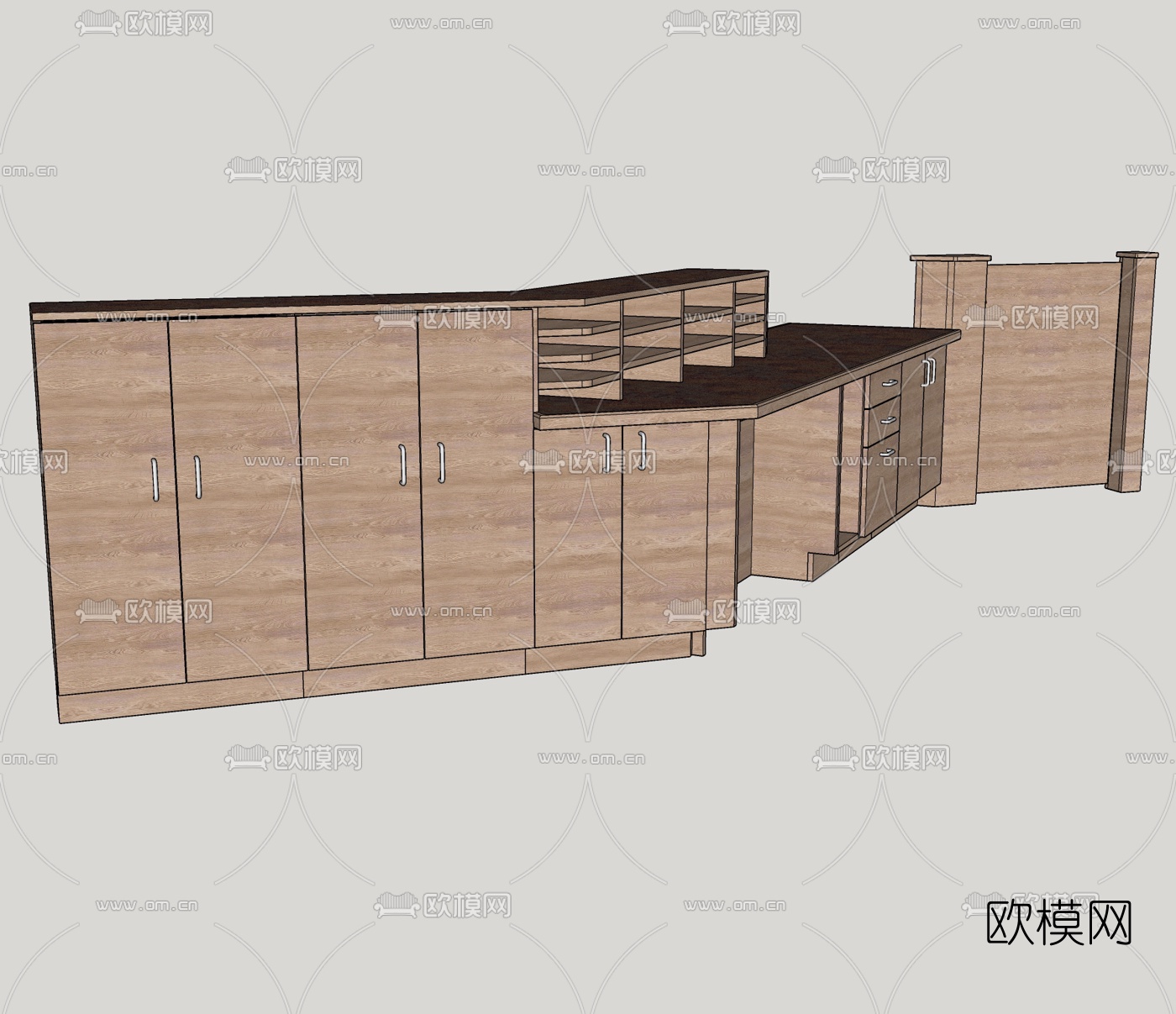 现代接待台免费su模型下载