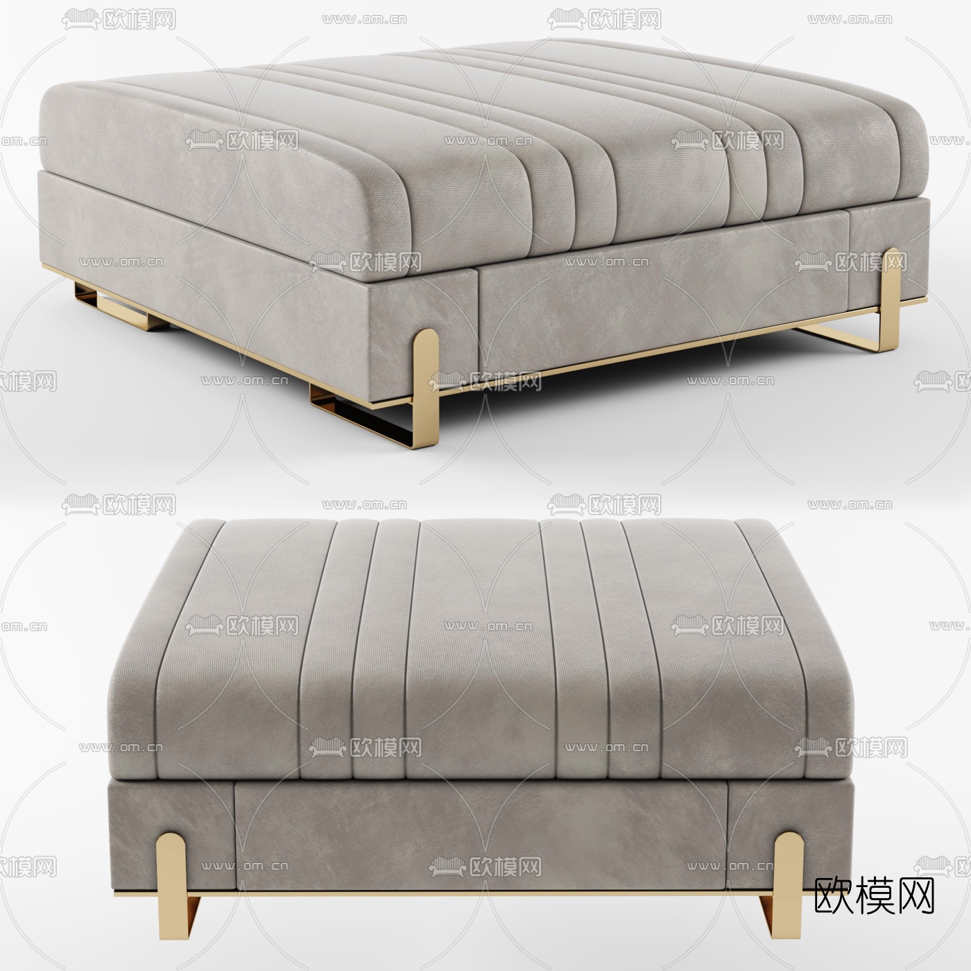 现代皮革脚踏3d模型下载（渲染图1）