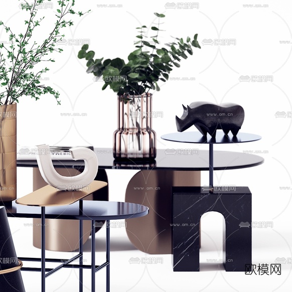 现代金属茶几边几3d模型下载(渲染图3)